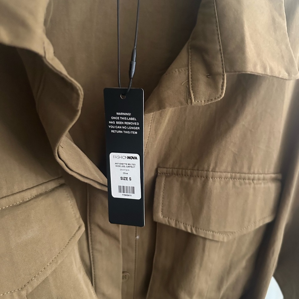 Fashion Nova Olive Utility Wide-Leg Jumpsuit with Belt - Picture 4 of 4
